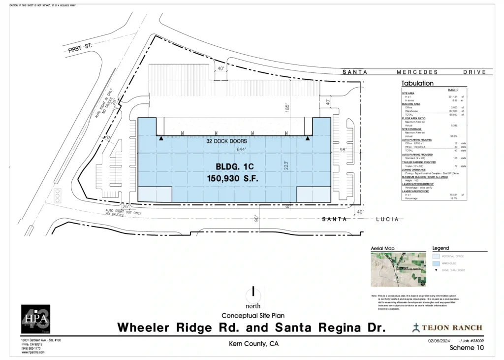 Tejon Ranch Site 1C Map With Tabulation